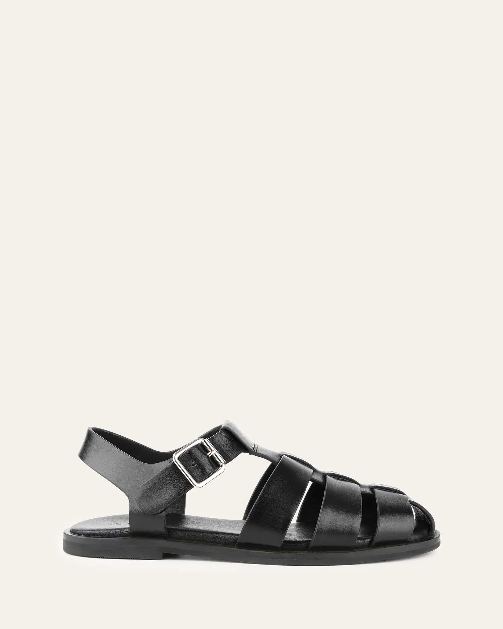 FINN FLACHE SANDALEN AUS SCHWARZEM LEDER