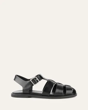 FINN FLACHE SANDALEN AUS SCHWARZEM LEDER