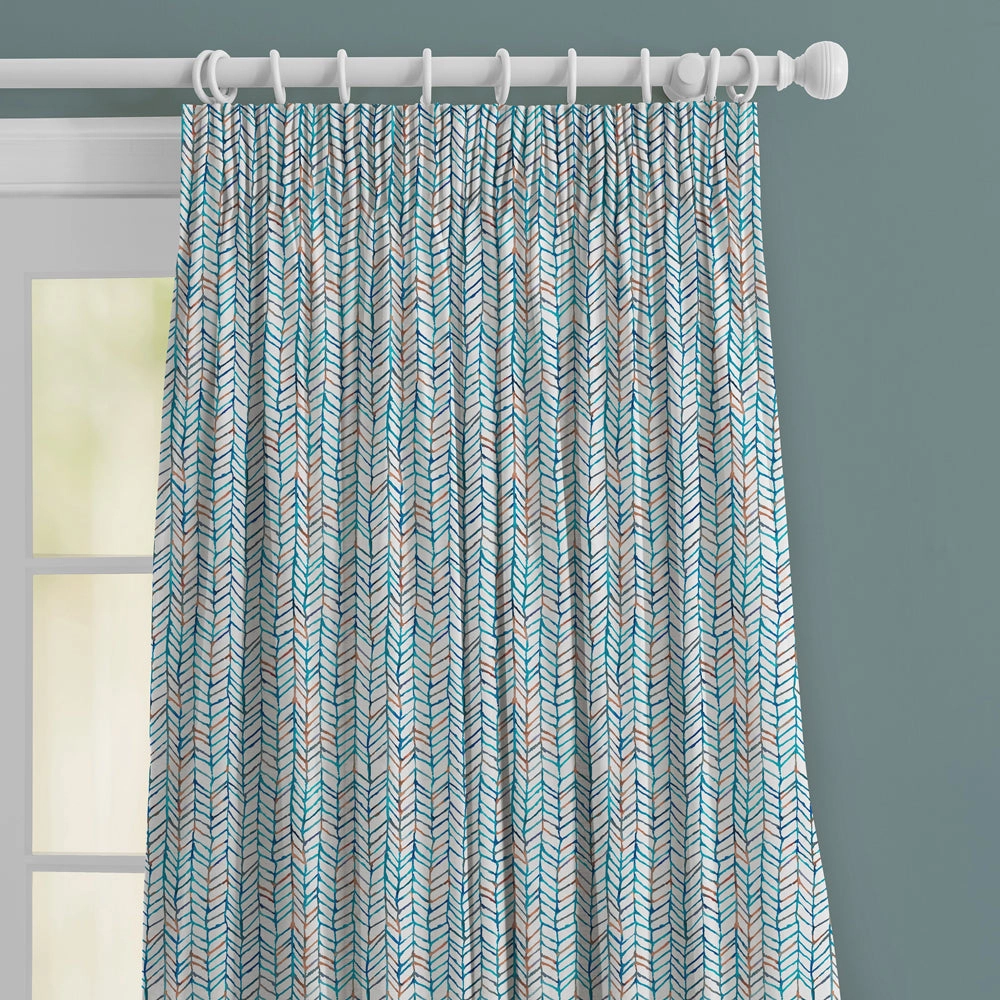 Fishing Net Printed Made to Measure Curtains Cobalt