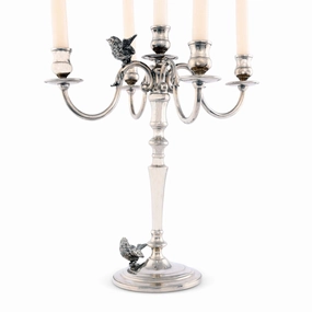 Five Taper Pewter Song Bird Candelabrum home display ornament