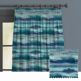 Fjord Printed Made to Measure Curtains Cobalt patterned fashion rug  