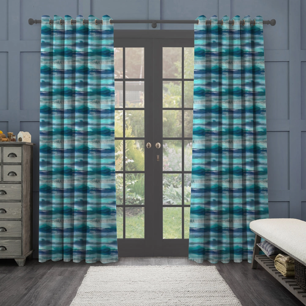 Fjord Printed Made to Measure Curtains Cobalt