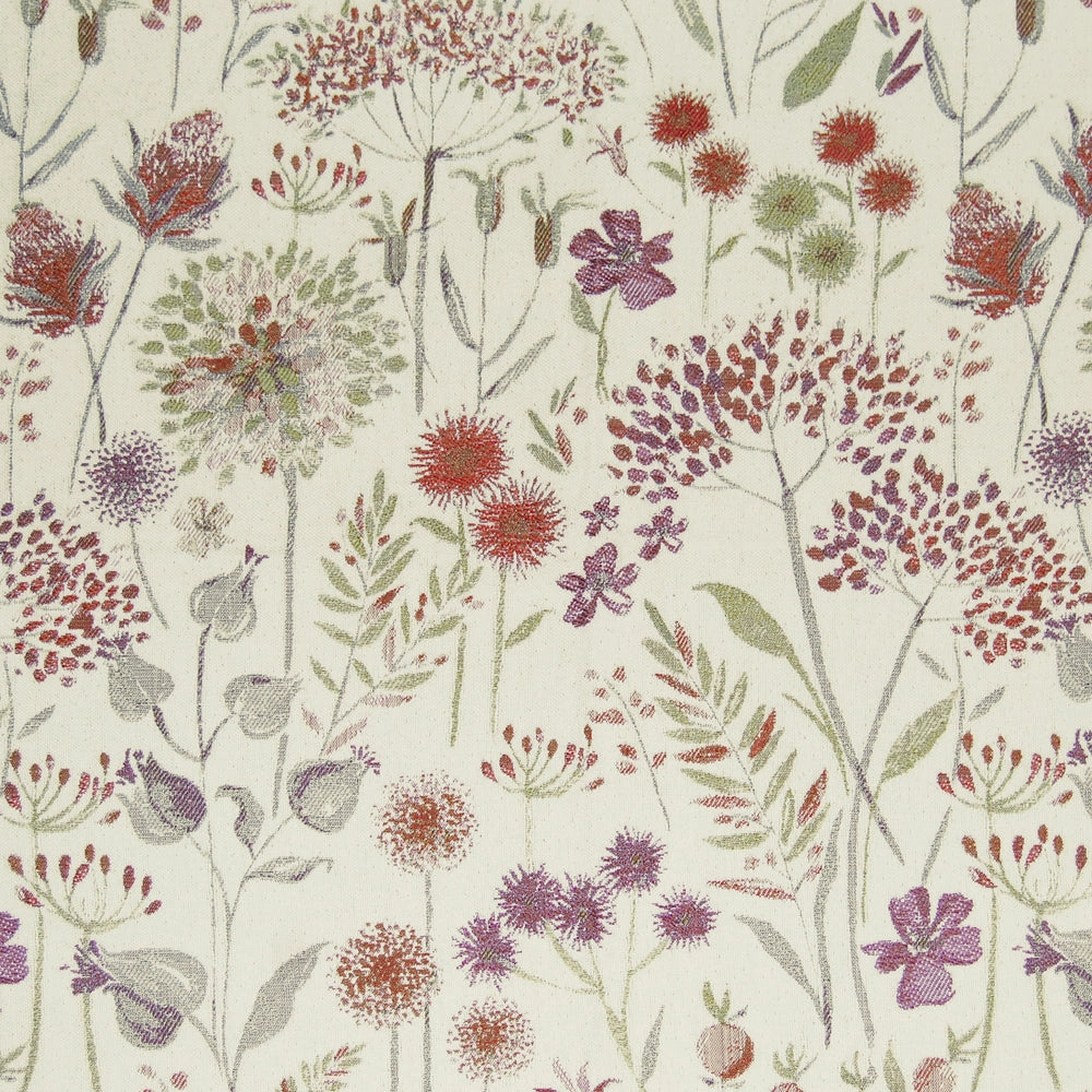 Flora Woven Jacquard Fabric (By The Metre) Plum elegant table cloth  