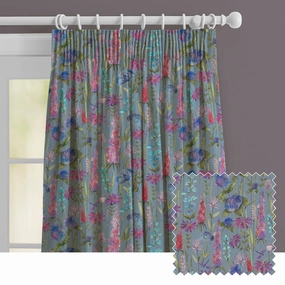 Florabunda Linen Printed Made to Measure Curtains Bluebell patterned fashion rug  