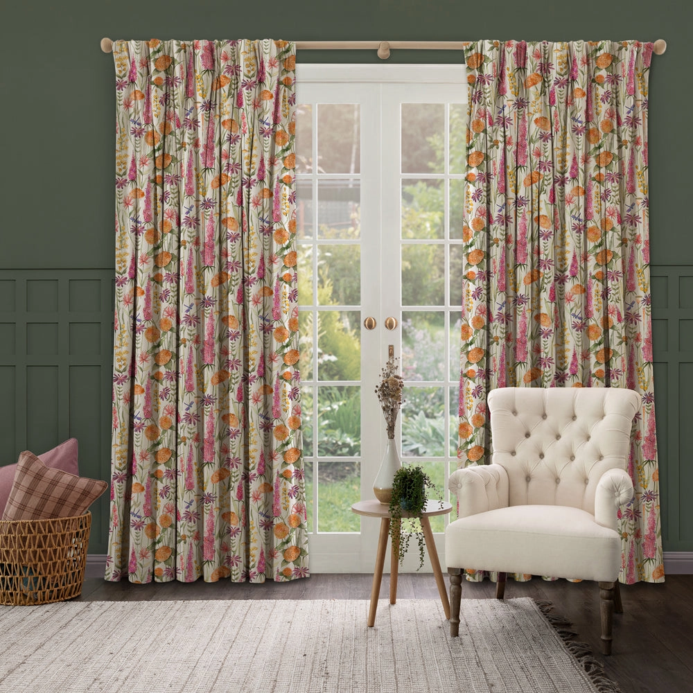 Florabunda Linen Printed Made to Measure Curtains Russet