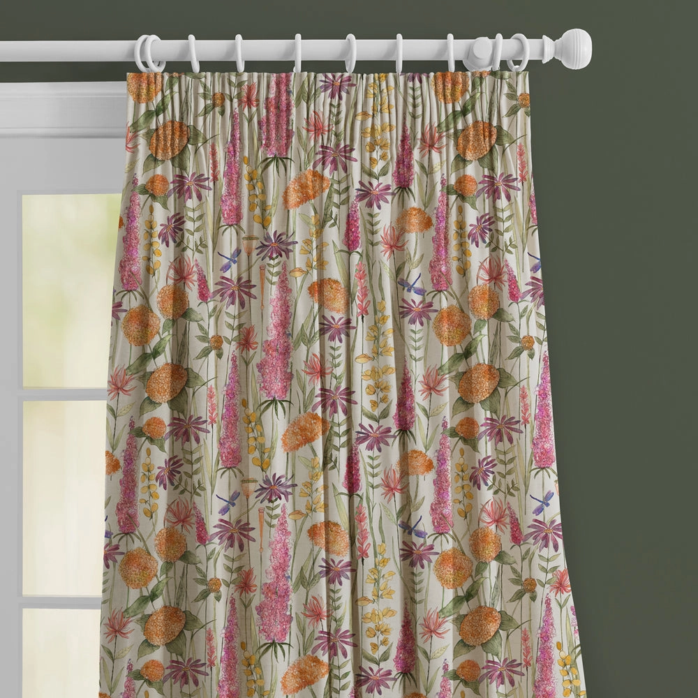 Florabunda Linen Printed Made to Measure Curtains Russet