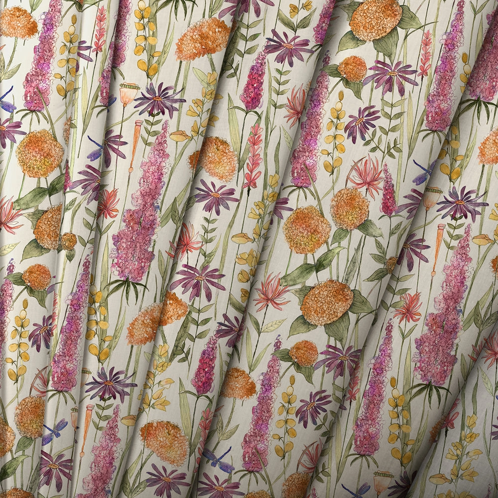 Florabunda Linen Printed Made to Measure Curtains Russet