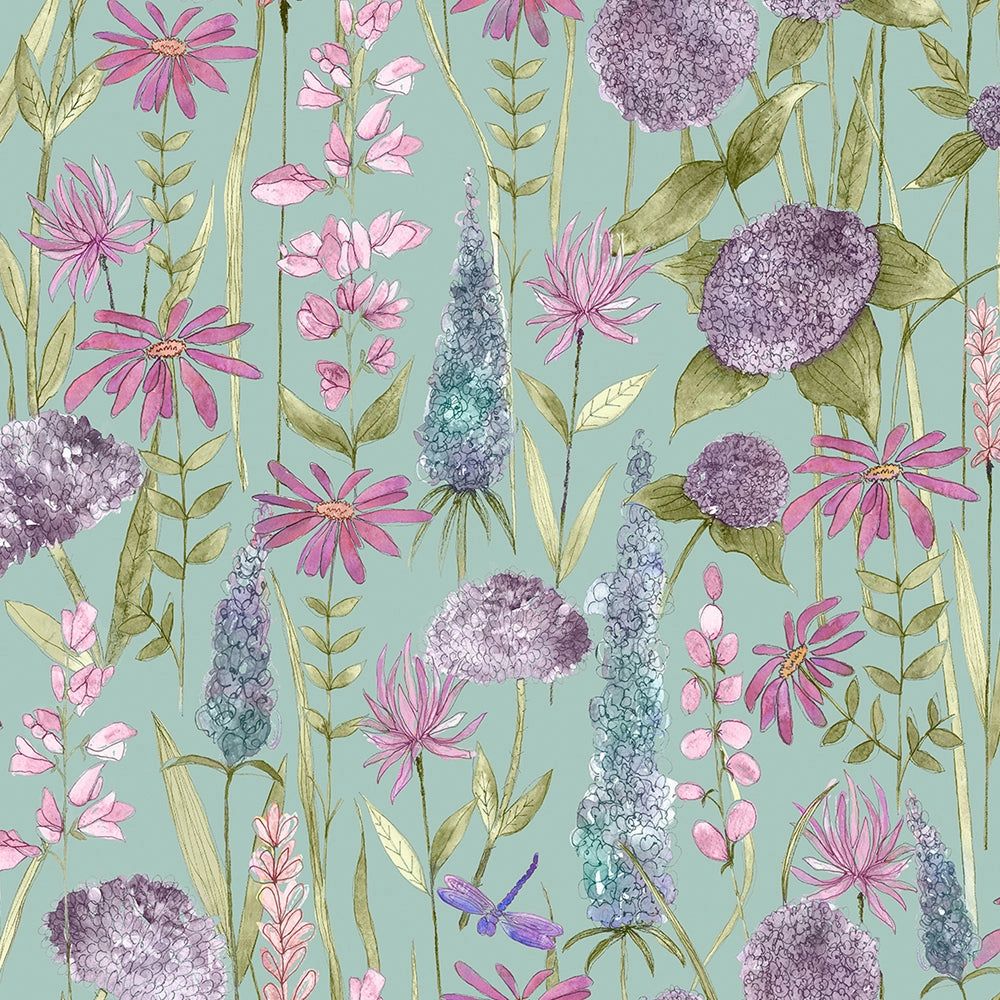 Florabunda Linen Printed Made to Measure Curtains Verde
