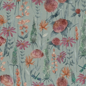 Florabunda Printed Cotton Fabric (By The Metre) Cornflower Blue elegant table cloth  