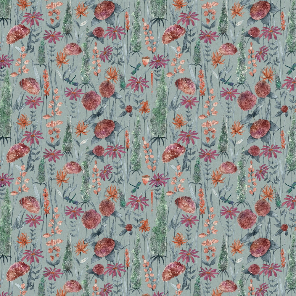 Florabunda Printed Cotton Fabric (By The Metre) Cornflower Blue