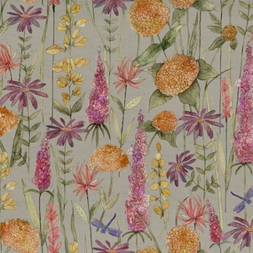 Florabunda Printed Cotton Fabric (By The Metre) Russet/Beige elegant table cloth  