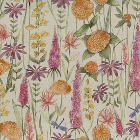Florabunda Printed Cotton Fabric (By The Metre) Russet/Cream elegant table cloth  