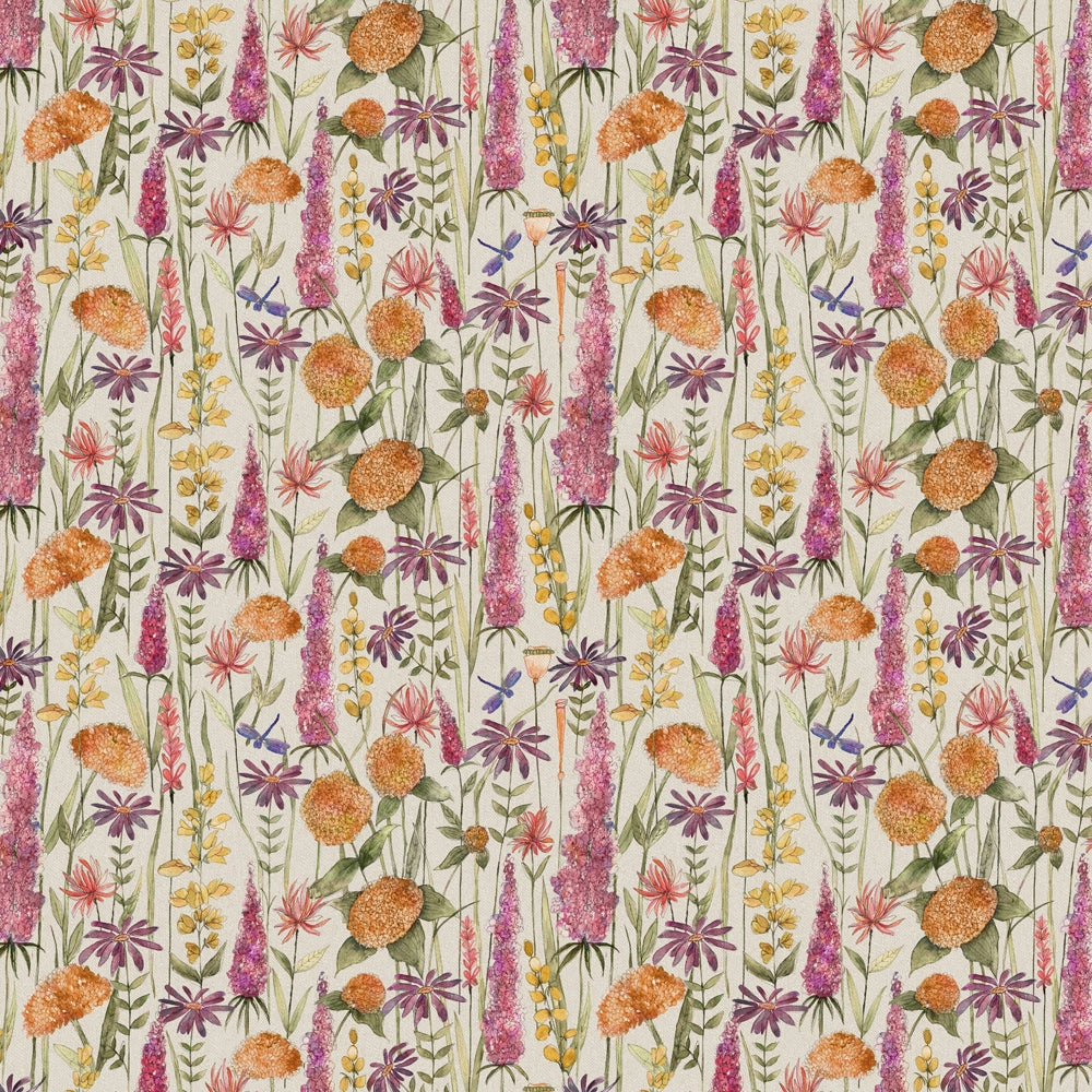 Florabunda Printed Cotton Fabric (By The Metre) Russet/Cream