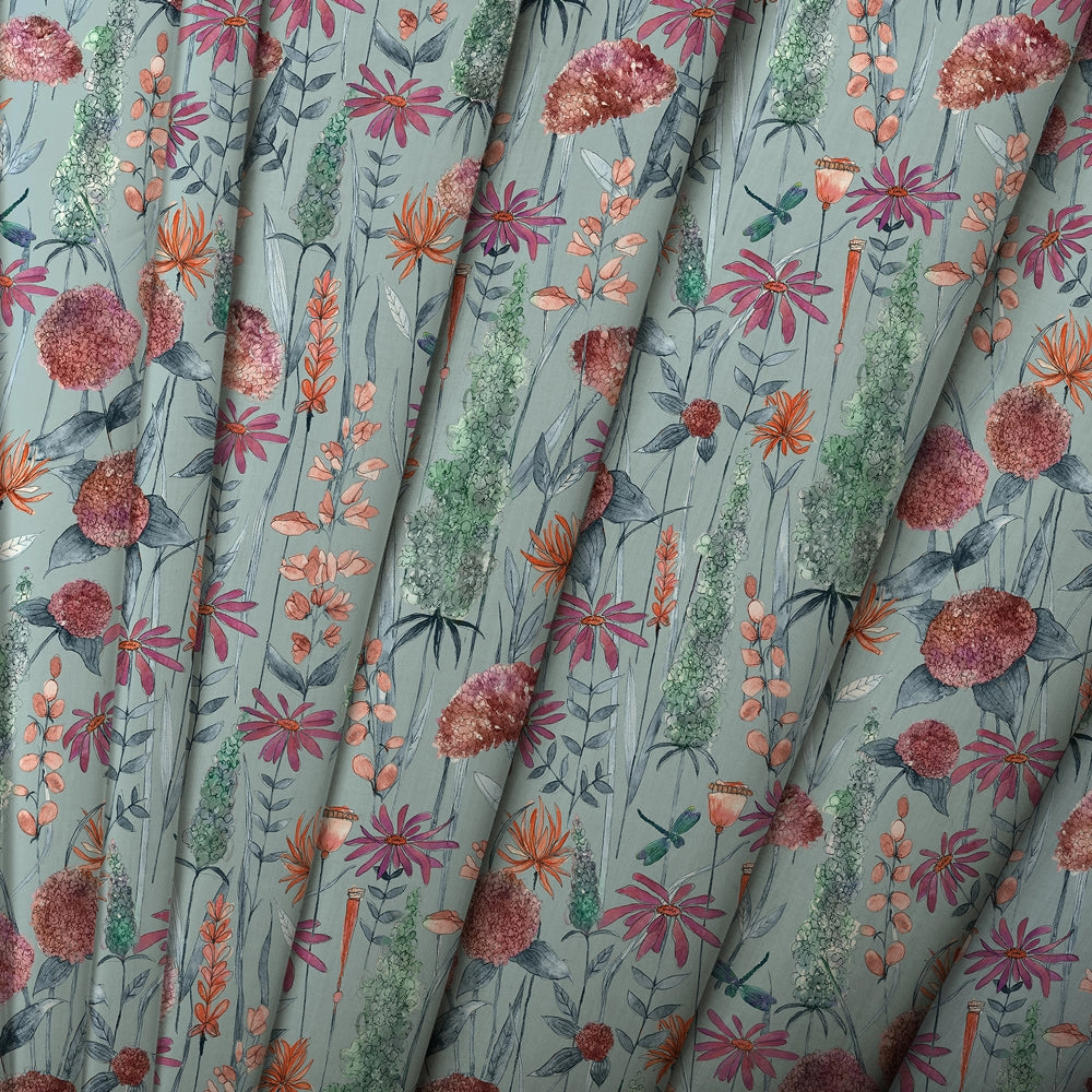 Florabunda Printed Made to Measure Curtains Cornflower