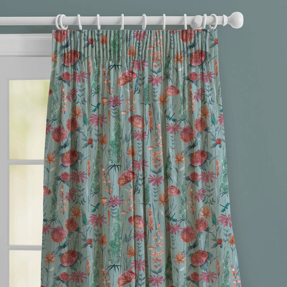 Florabunda Printed Made to Measure Curtains Cornflower
