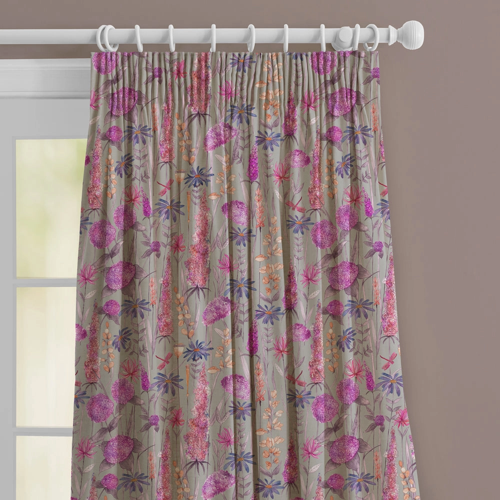 Florabunda Printed Made to Measure Curtains Fuchsia