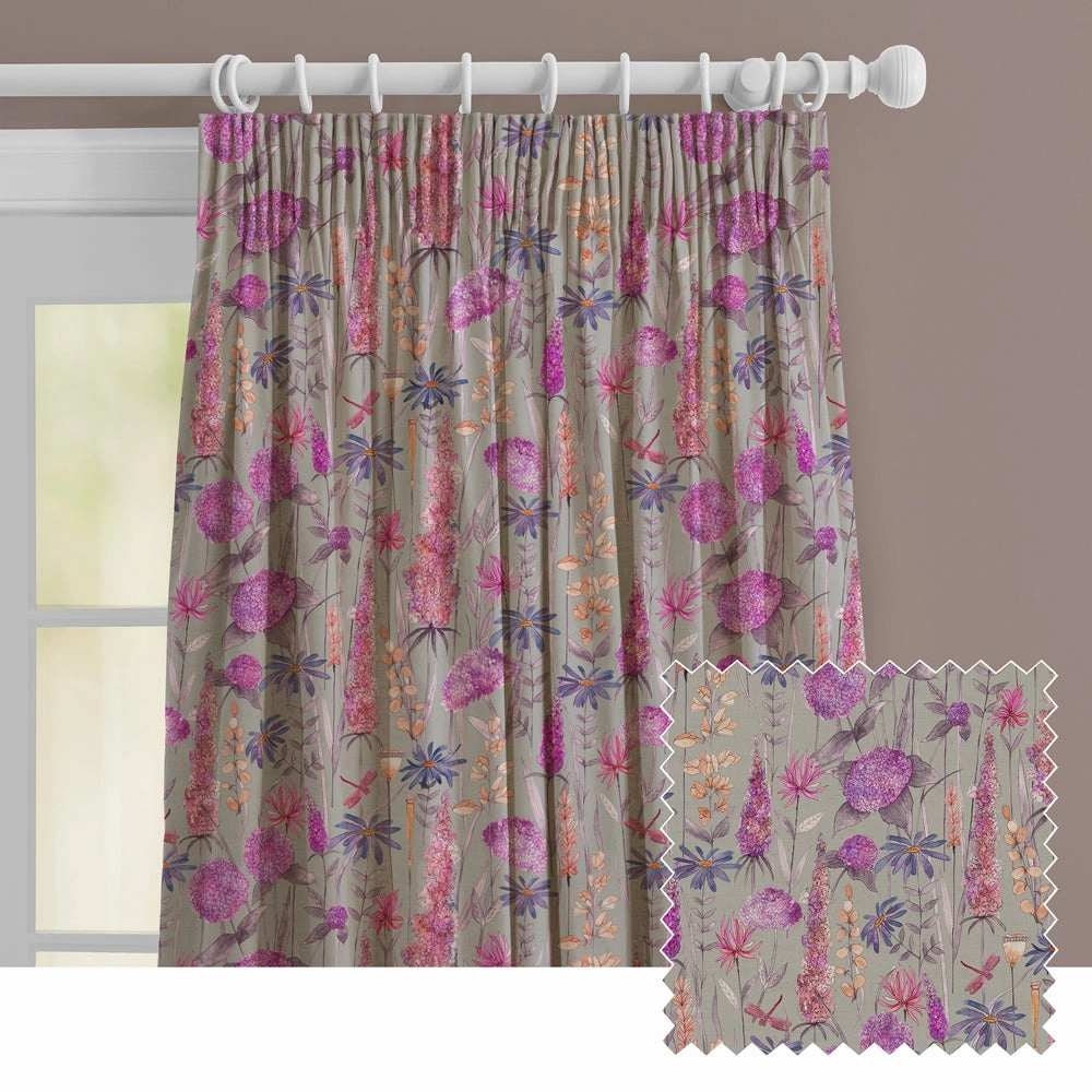 Florabunda Printed Made to Measure Curtains Fuchsia patterned fashion rug  