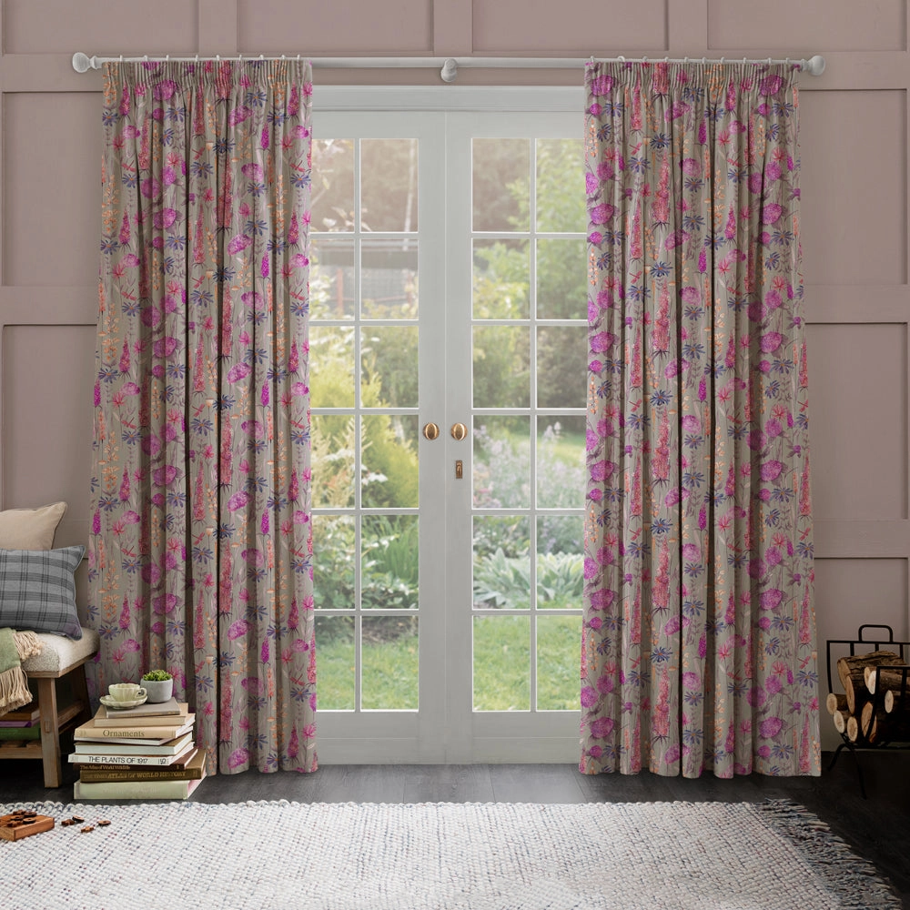 Florabunda Printed Made to Measure Curtains Fuchsia