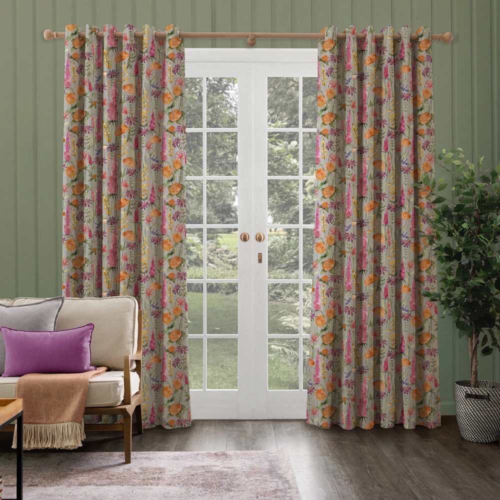 Florabunda Printed Made to Measure Curtains Russet