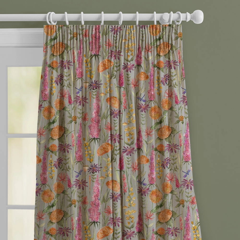 Florabunda Printed Made to Measure Curtains Russet