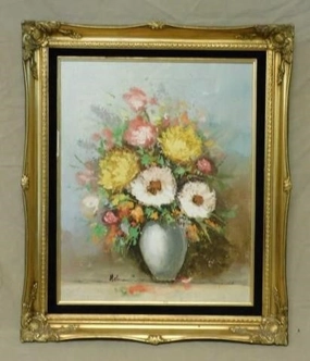 FLORAL BOUQUET OIL PAINTING SIGNED classic mural painting