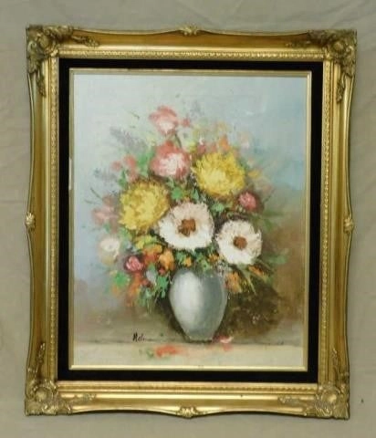 FLORAL BOUQUET OIL PAINTING SIGNED classic mural painting
