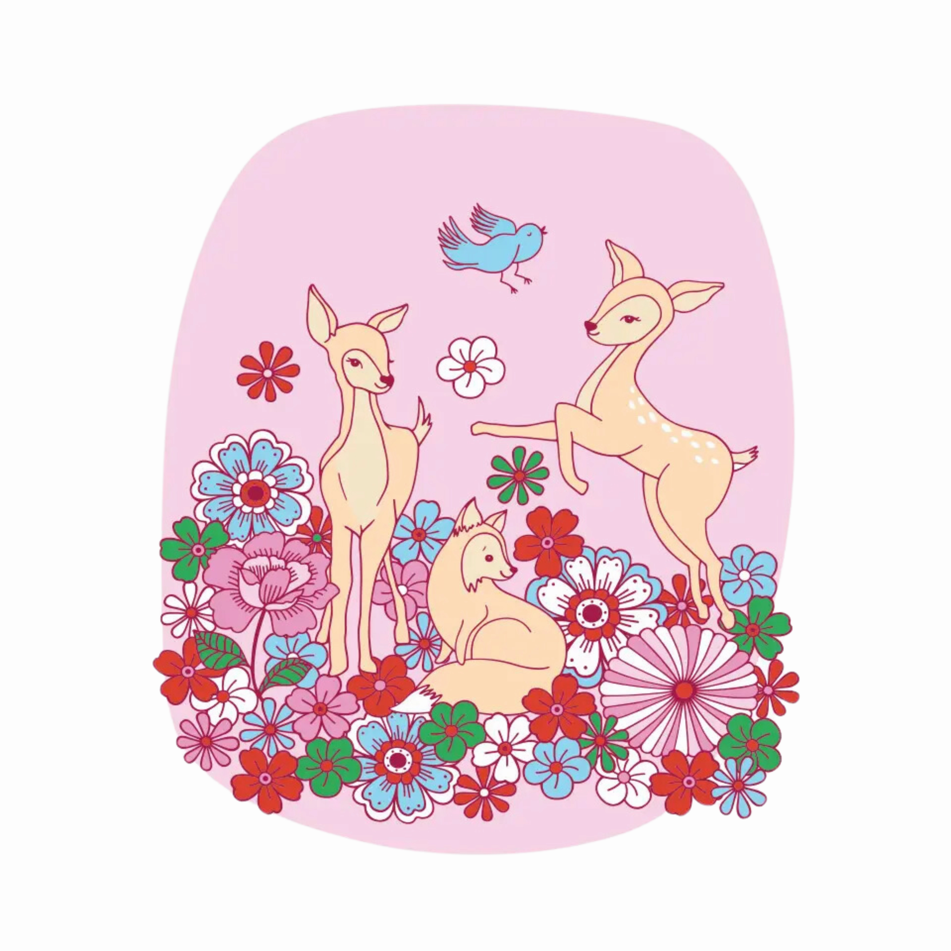 Floral Deer Print framed wall decor