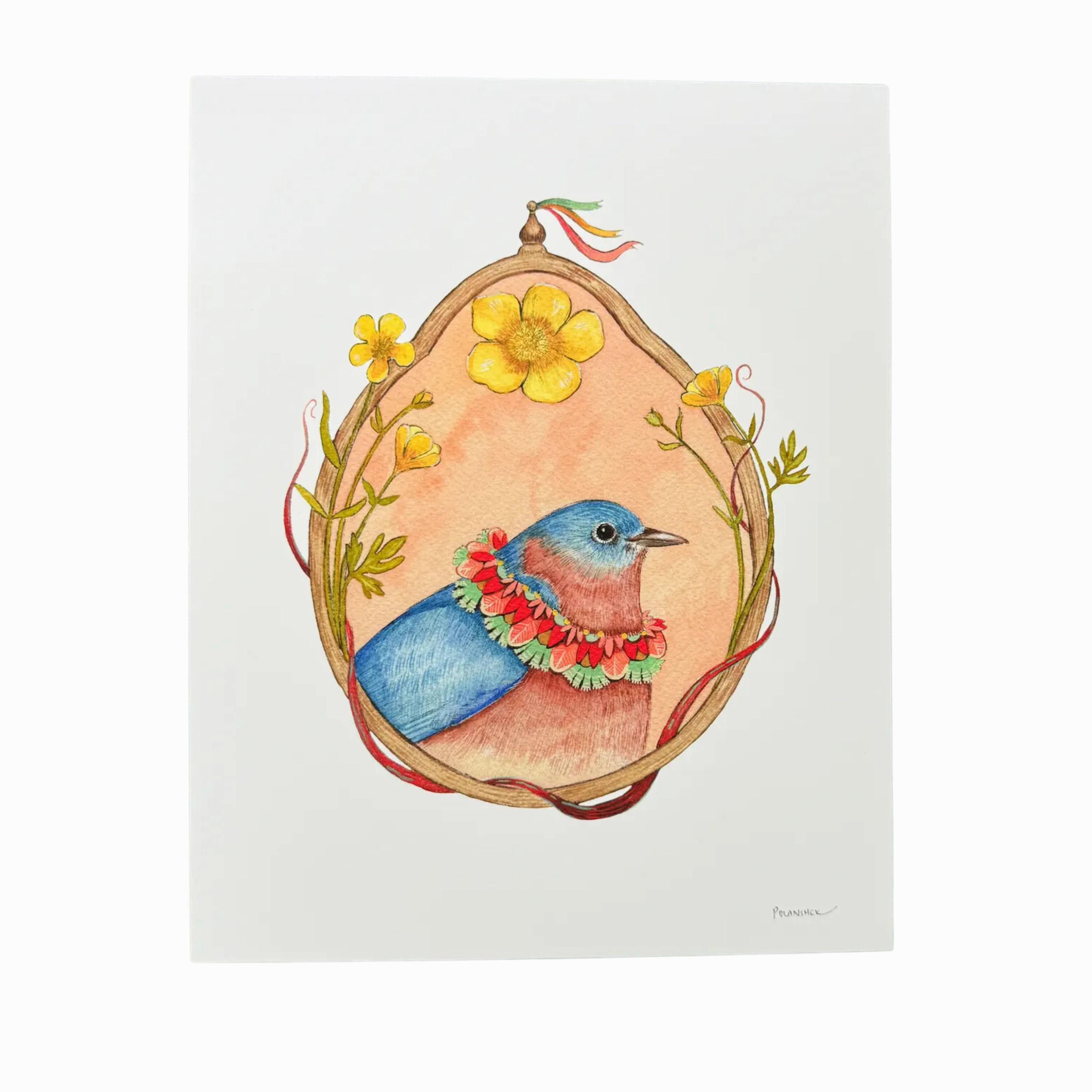 Floral Flight Crew: Bluebird of Buttercups 8"x10" Print framed wall decor