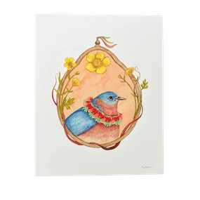 Floral Flight Crew: Bluebird of Buttercups 8"x10" Print framed wall decor