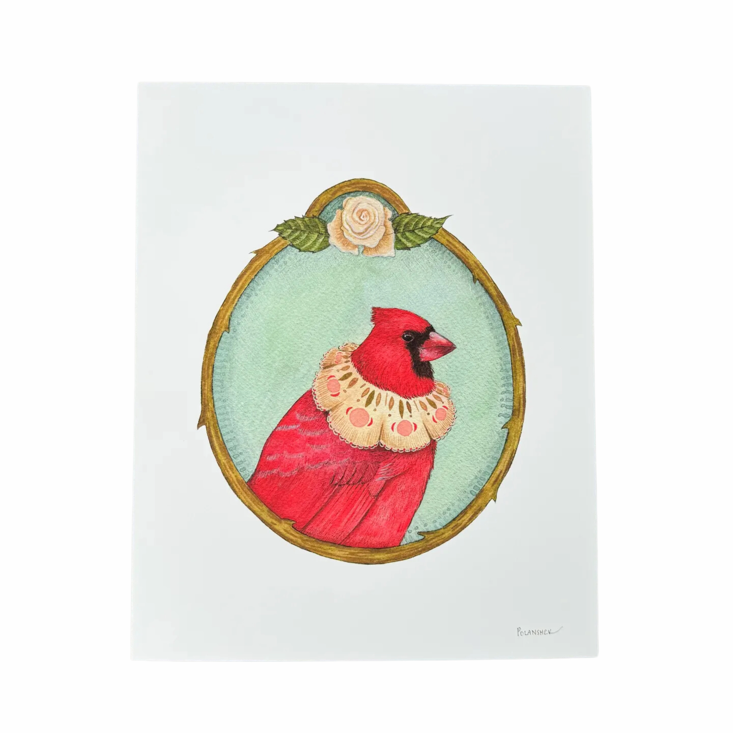 Floral Flight Crew: Cardinal of Roses 8"x10" Print framed wall decor