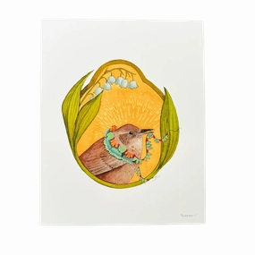 Floral Flight Crew: Wren of Lily of the Valley 8"x10" Print framed wall decor