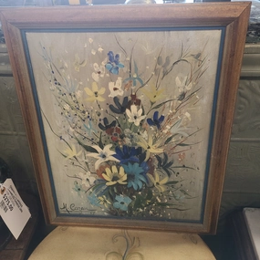 FLORAL OIL PAINTING SIGNED AND DATED '67 classic mural painting