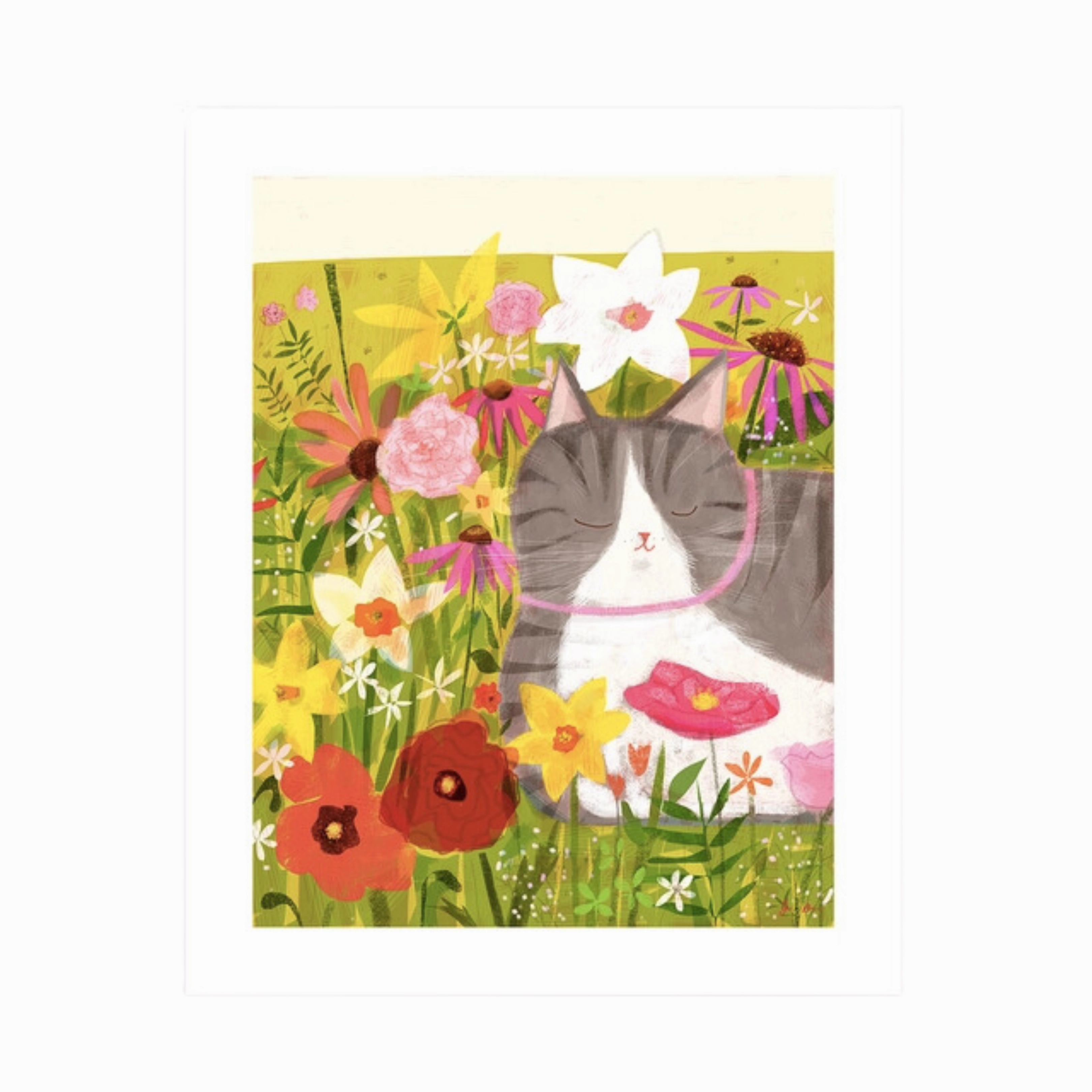 Flower Cat Art Print framed wall decor