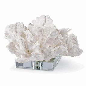 Flower Coral On Crystal Base (White) home display ornament