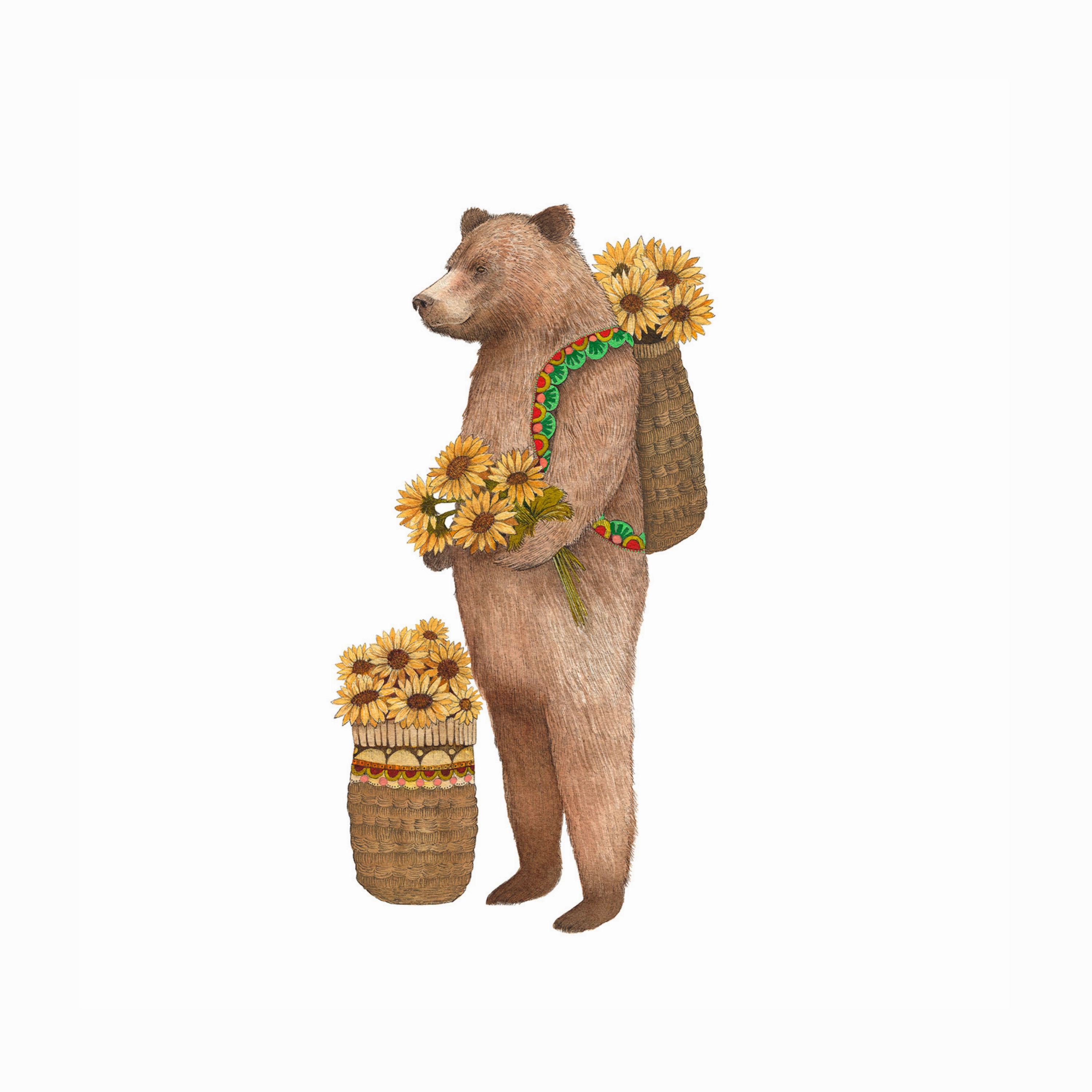 Flower Messenger: The Bear - Art Print framed wall decor