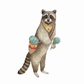 Flower Messenger: The Raccoon - Art Print framed wall decor