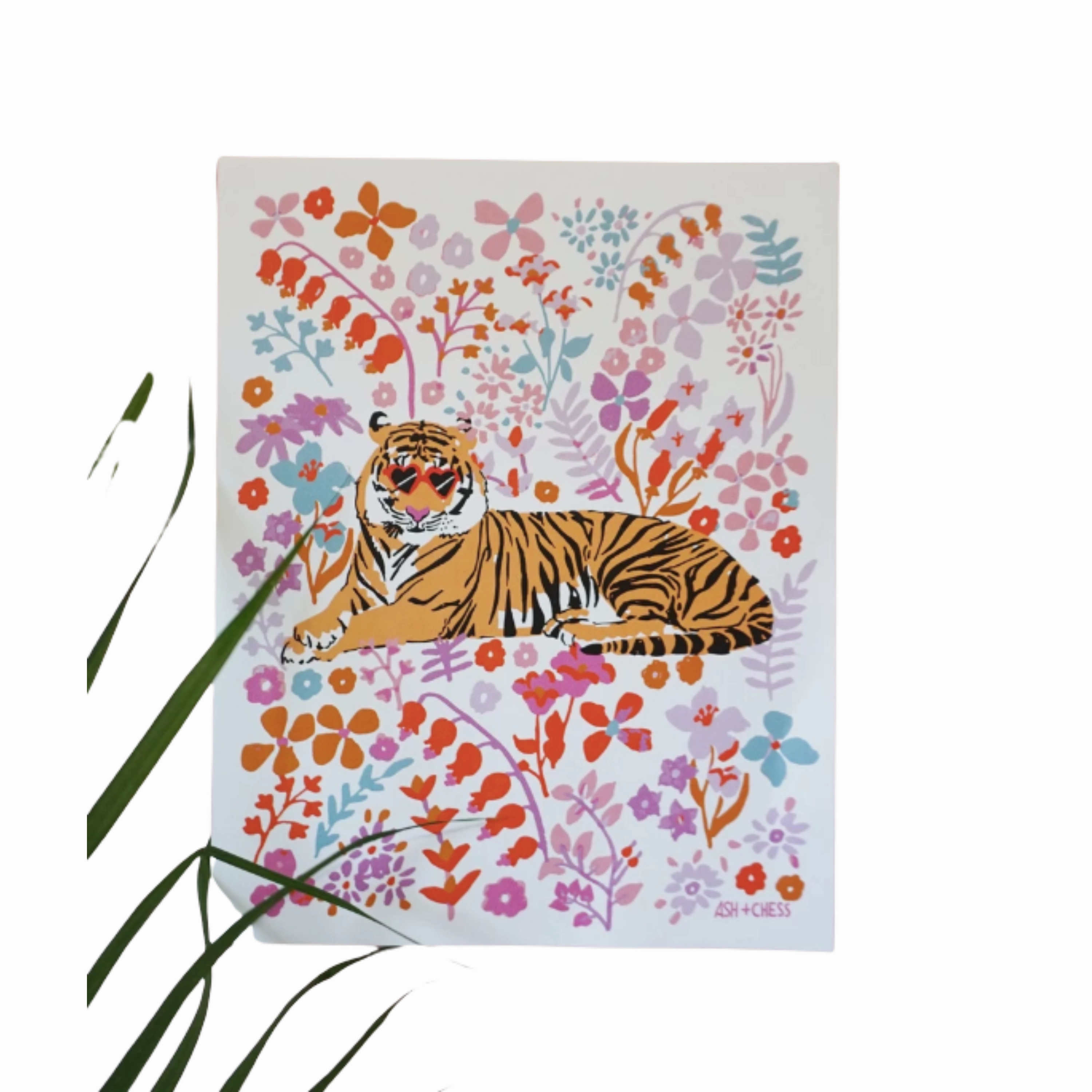 Flower Tiger 11 x 14 Art Print framed wall decor