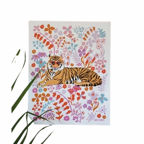 Flower Tiger 11 x 14 Art Print framed wall decor