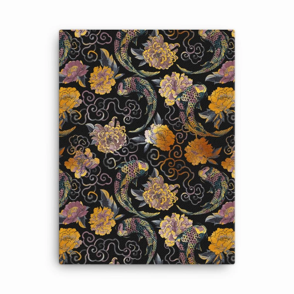 Flowers and Koi - canvas canvas mural art