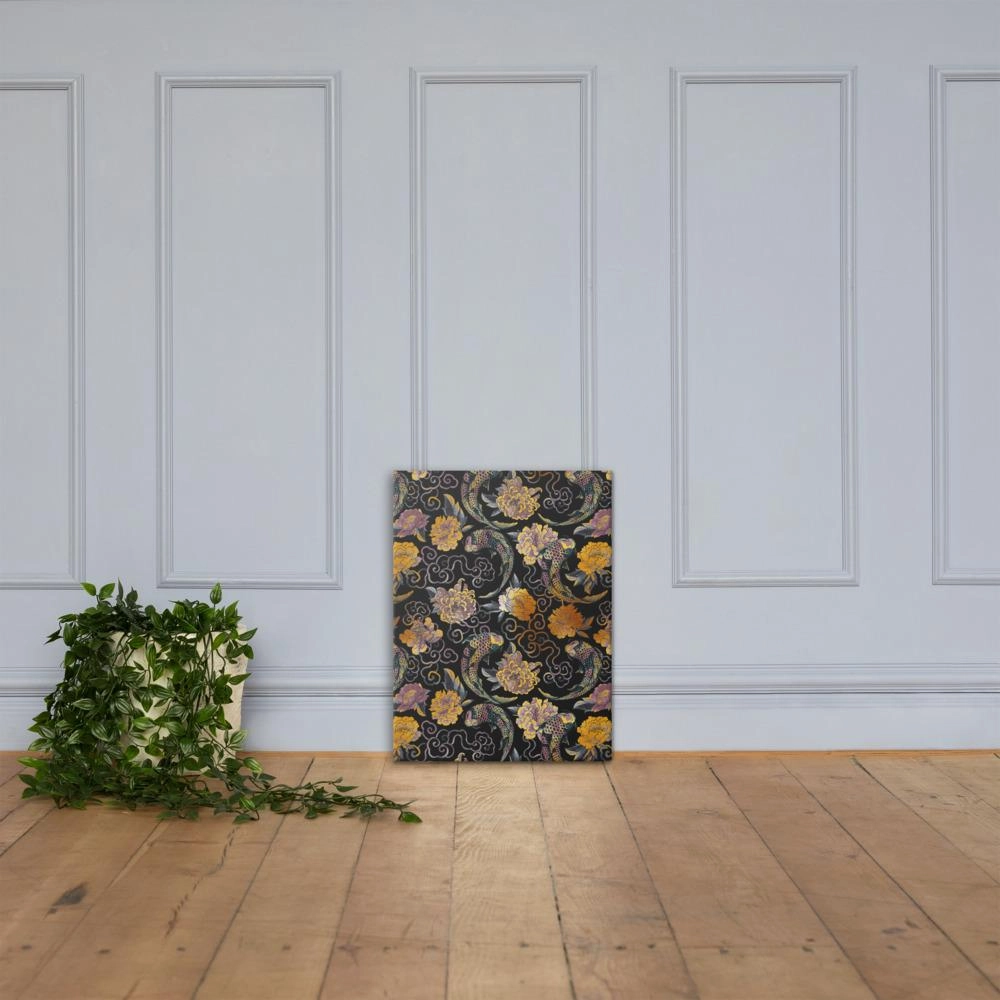 Flowers and Koi - canvas
