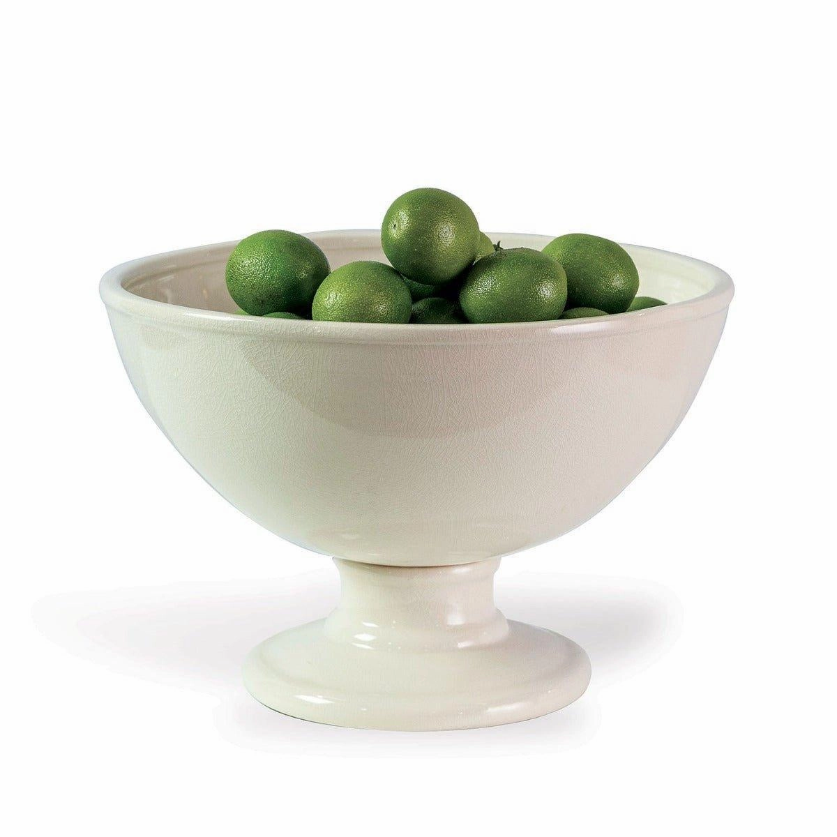 Footed Ivory Crackled Porcelain Bowl