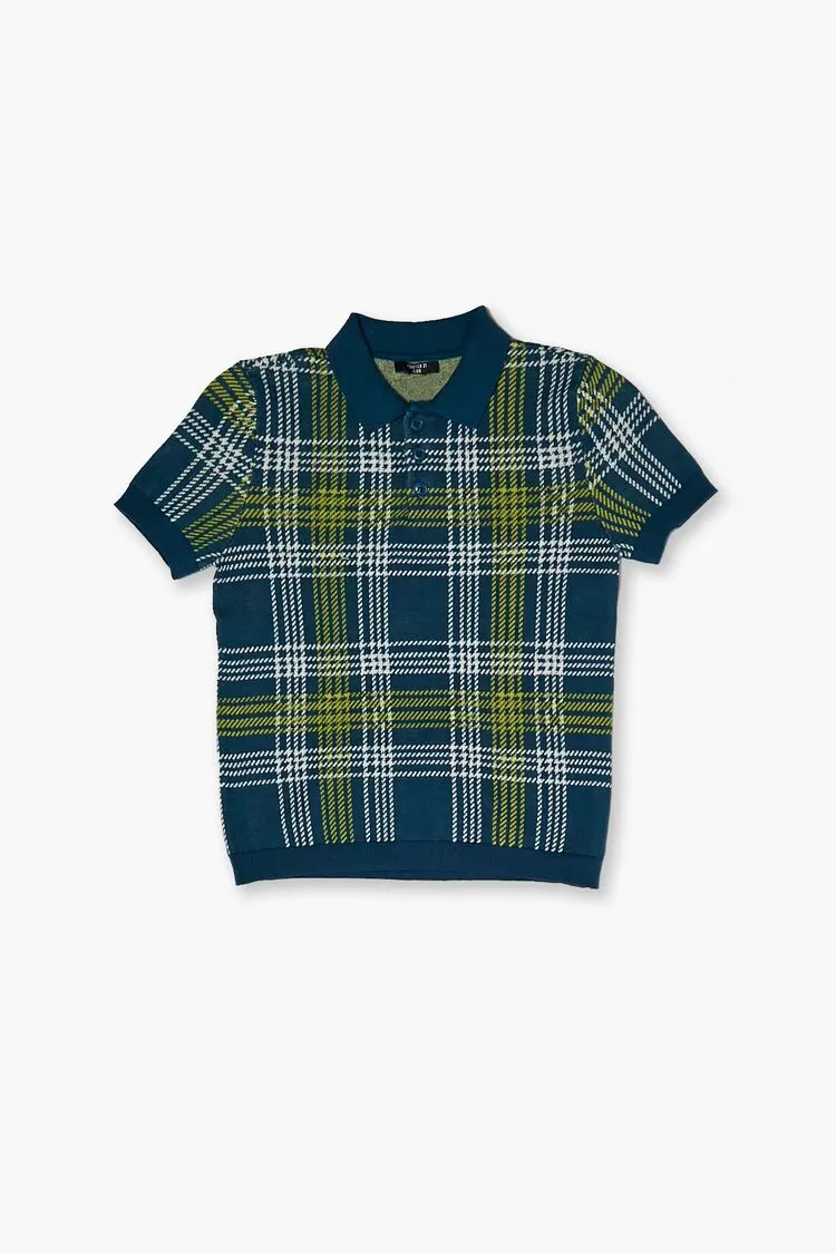 Forever 21 Kids Karo Polo Shirt (Mädchen   Jungen) Blau/Mehrfarbig Forever 21