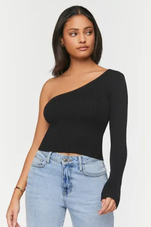 Forever 21 Damen Ein-Schulter Strickoberteil Schwarz Forever 21