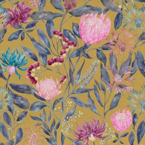 Fortazela Printed Cotton Fabric (By The Metre) Gold elegant table cloth  