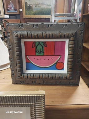 FRAMED ABTRACT WATERMELON PAINTING ON BOARD classic mural painting