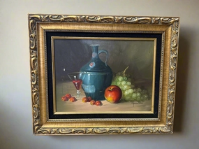 FRAMED AND SIGNED STILL LIFE OIL PAINTING classic mural painting