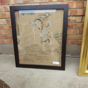 FRAMED ANTIQUE JAPANESE PAINTING classic mural painting