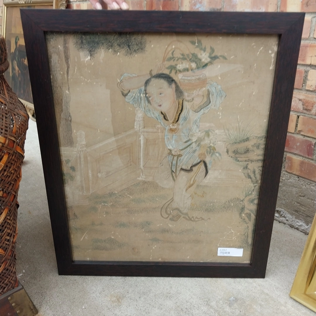 FRAMED ANTIQUE JAPANESE PAINTING