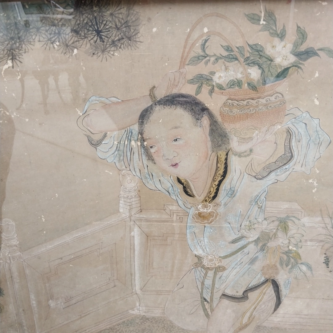FRAMED ANTIQUE JAPANESE PAINTING