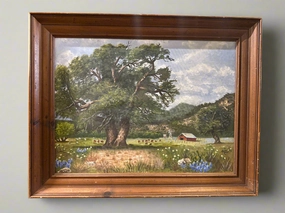 FRAMED BLUE BONNET OIL PAINTING SIGNED NETHA MOORE classic mural painting